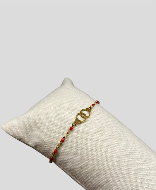 Bracelet menottes doré rouge